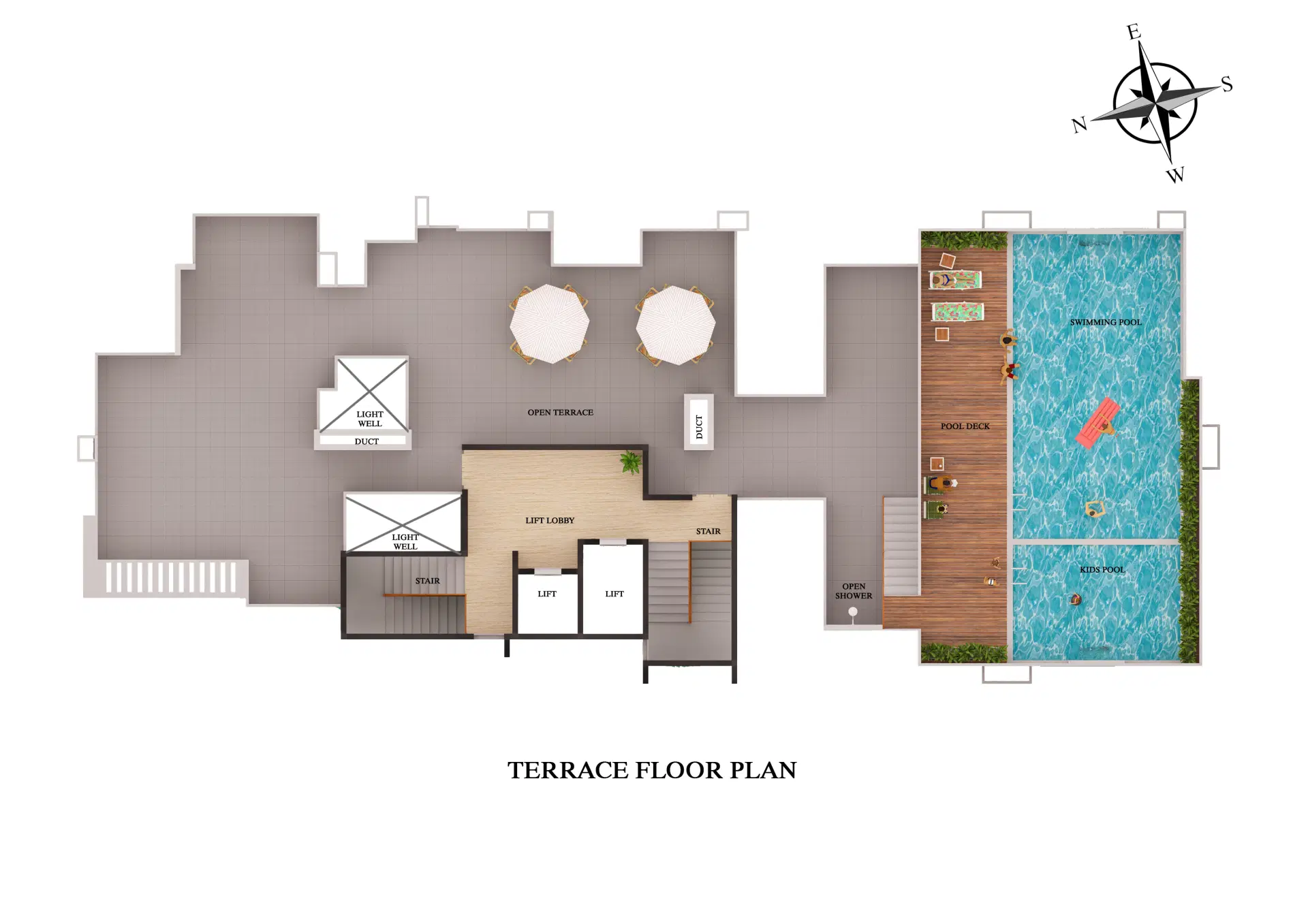 Terrace Floor Plan - New 3 BHK Flats in Thrissur and Kuttanellur at Elixir Anfield Elixir Anfield terrace floor plate plan layout – apartment in Thrissur