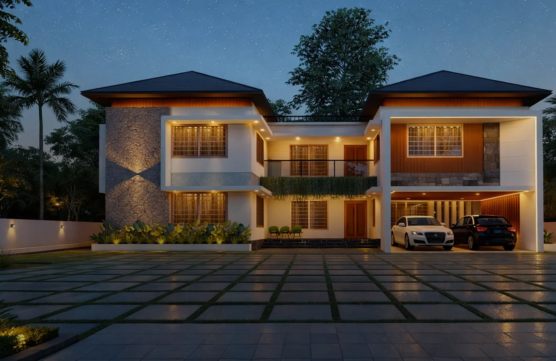 Elixir Akkara Gardens front exterior view – luxury villas in Thrissur by Elixir Homes